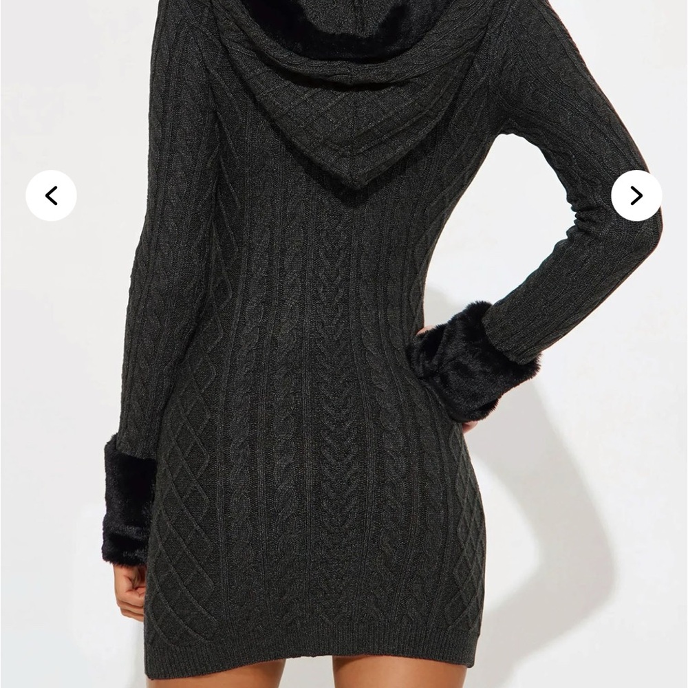 Fashion Nova Gray V-Neck Bodycon Sweater Dress - Picture 3 of 4